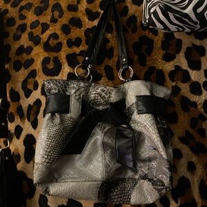 Source Unknown Black and Gray Hobo Bag